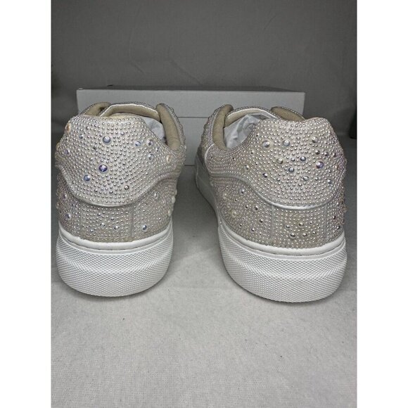 Betsy Johnson SIDNY all-over Pearl Platform Sneakers Ivory Size 11 Bridal - Picture 6 of 12